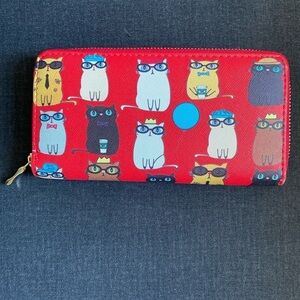 Colorful Cats Pattern Wallet Zip Long Purse, Multicolor, 7.5"X4.5" NEW